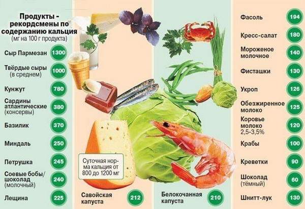 какие продукты помогают при переломах богатые кальцием